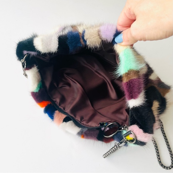 Real Mink Fur Crossbody Bag Rainbow Color - Picture 13 of 15